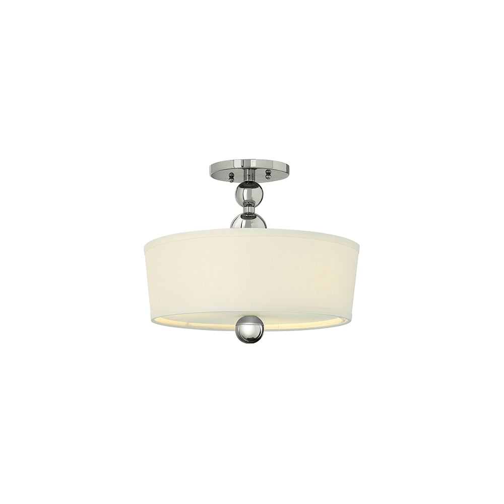 Zelda Vintage Etched Glass Semi Flush Ceiling Light In Polished Nickel HK/ZELDA/SF PN