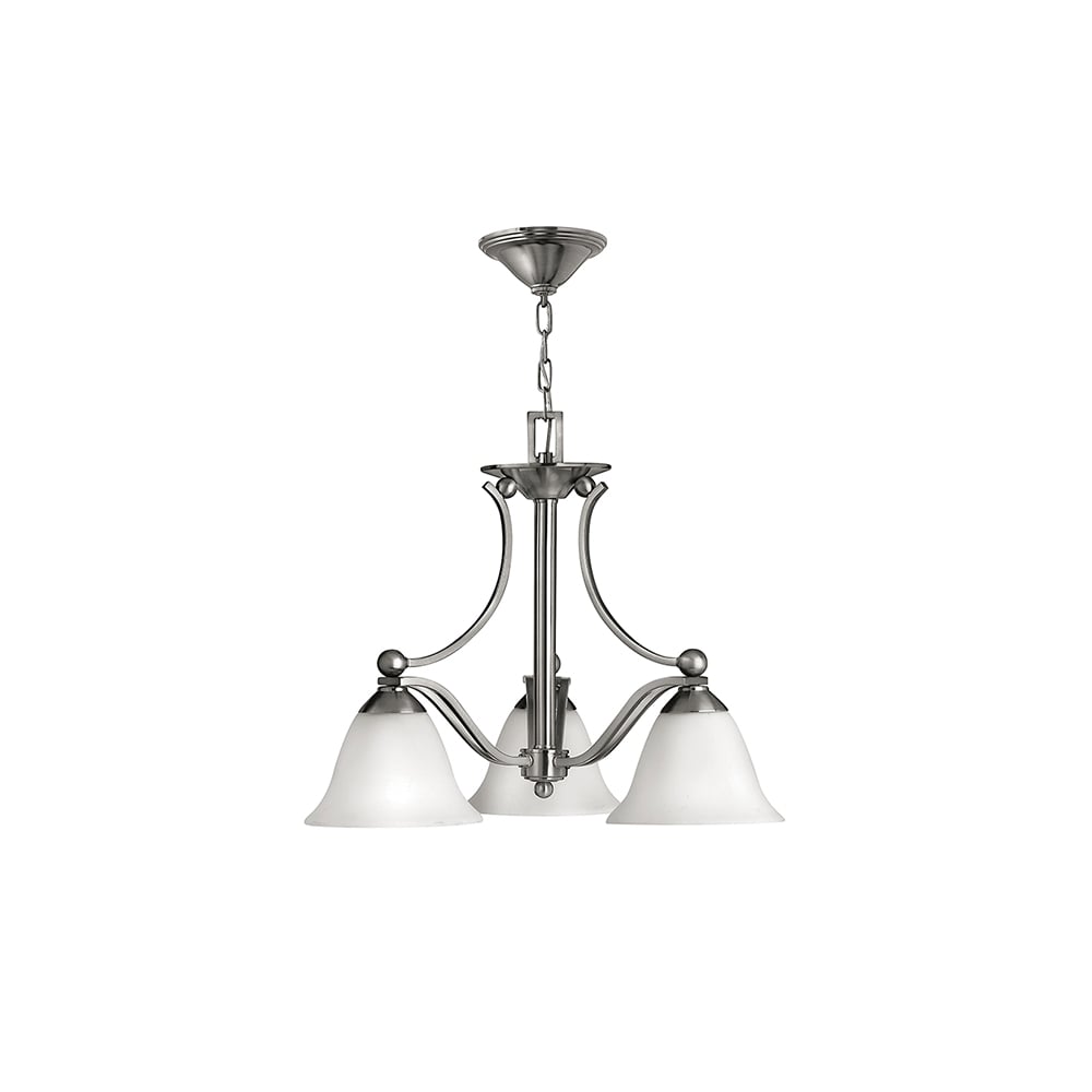 Bolla Modern 3 Light Ceiling Chandelier In Brushed Nickel Finish HK/BOLLA3