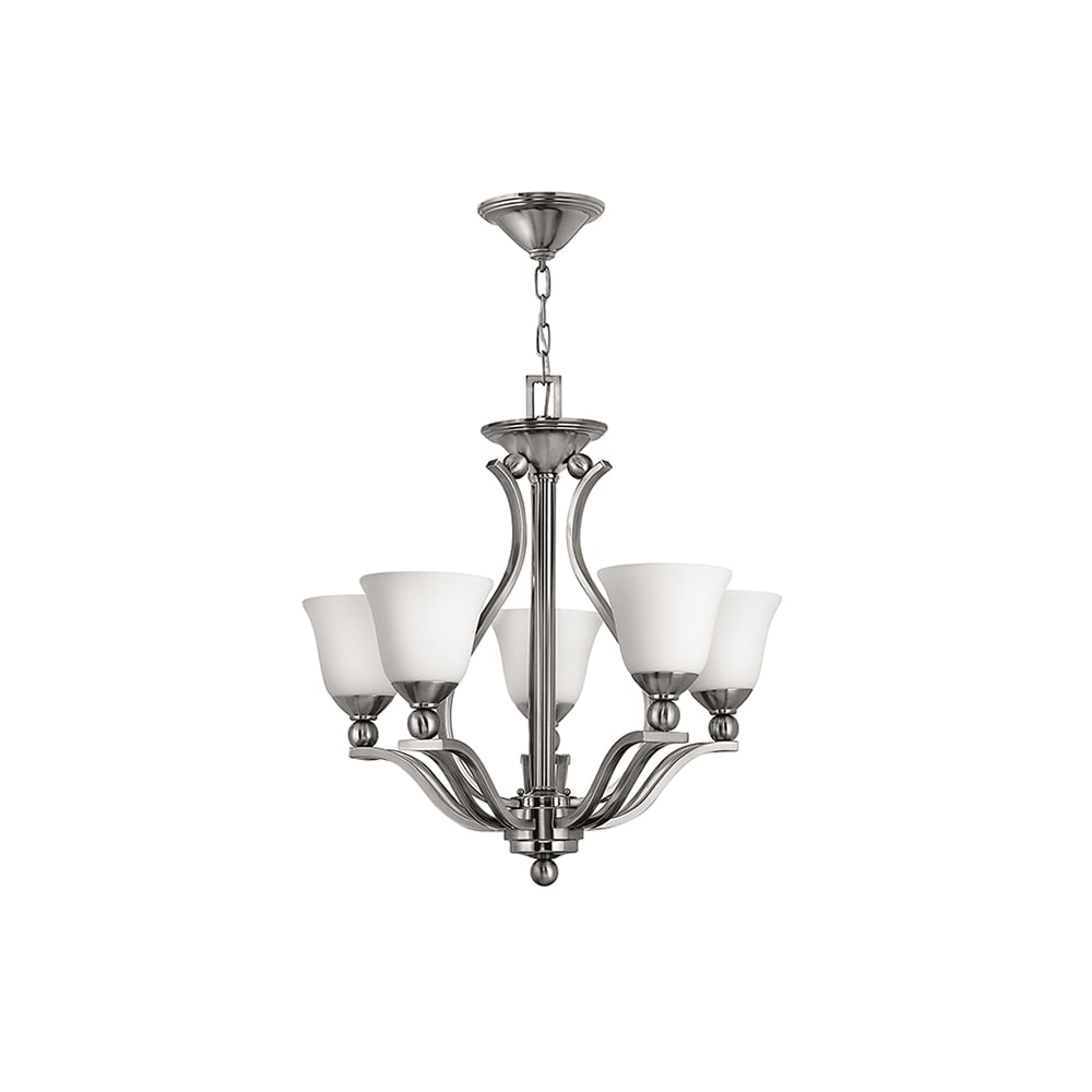 Bolla Modern 5 Light Ceiling Chandelier In Brushed Nickel Finish HK/BOLLA5