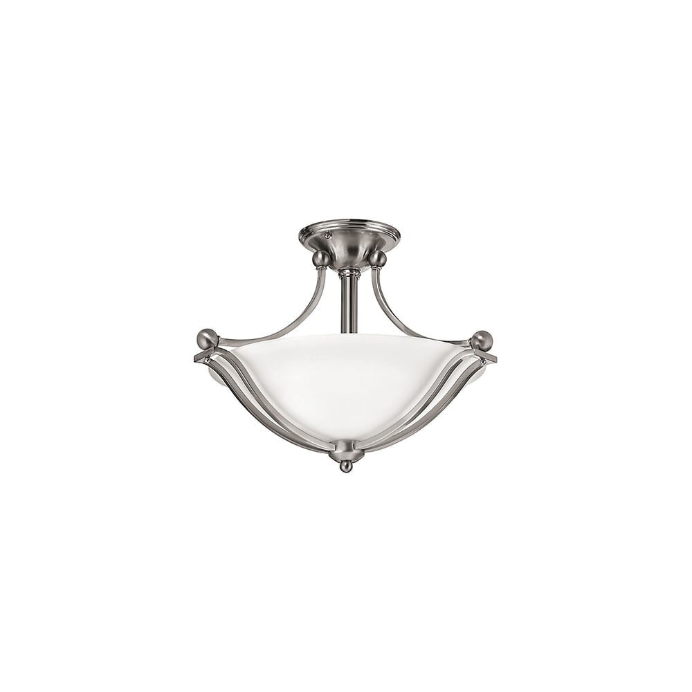 Bolla Modern Semi Flush Ceiling Light In Brushed Nickel Finish HK/BOLLA/SF