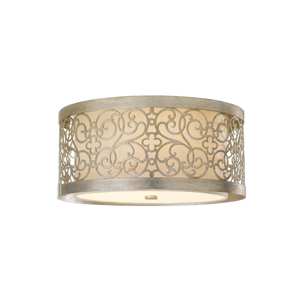 Arabesque Modern Flush Ceiling Light In Silver Leaf Patina Finish FE/ARABESQUE/F