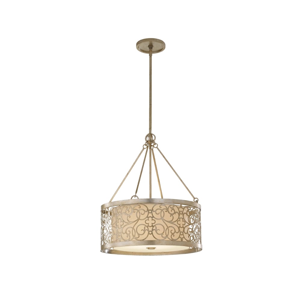 Arabesque Modern Ceiling Pendant Light In Silver Leaf Patina Finish FE/ARABESQUE4