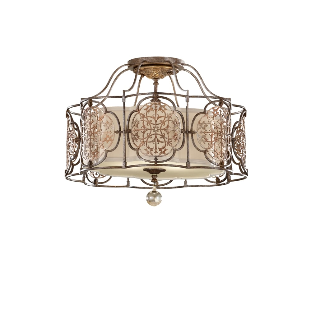 Marcella Semi Flush Ceiling Light In British And Oxidised Bronze Finish FE/MARCELLA/SF
