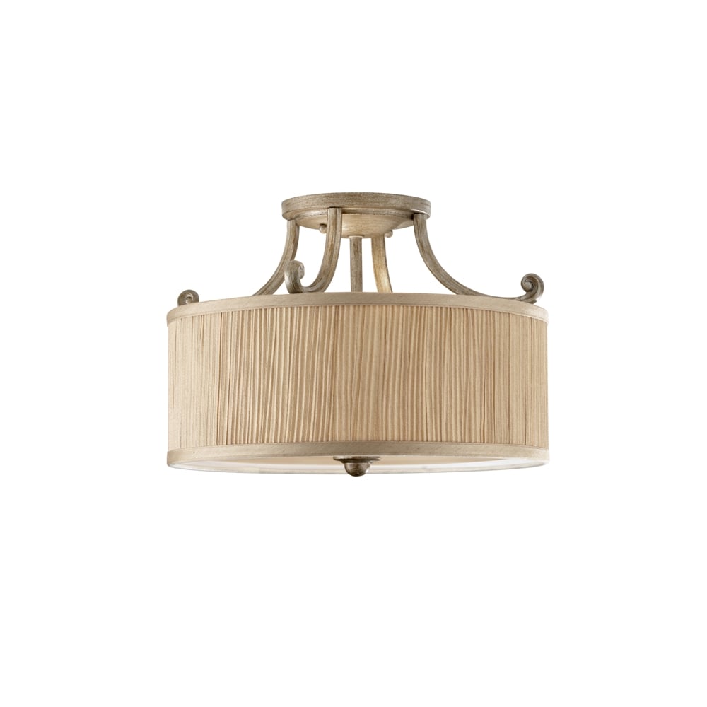 Abbey Elegant Semi Flush Ceiling Light In Silver Sand Finish FE/ABBEY/SF