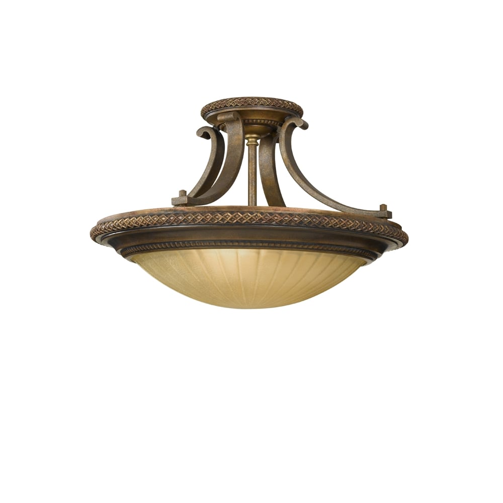 Kelham Hall Classic Semi Flush Ceiling Light In Gold And Bronze Finish FE/KELHAM HALL/SF