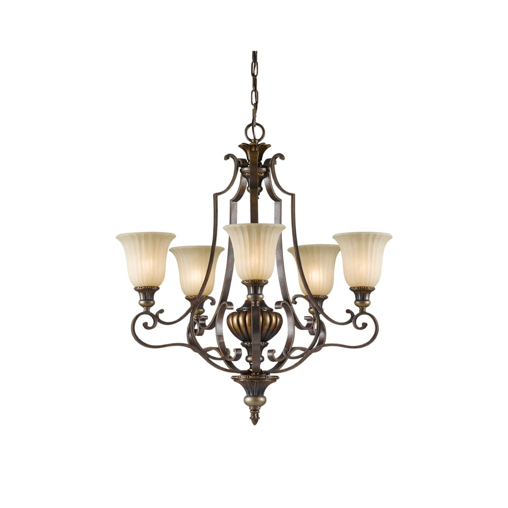 Kelham Hall Classic 5 Light Ceiling Pendant In Gold And Bronze Finish FE/KELHALL5 UPLT