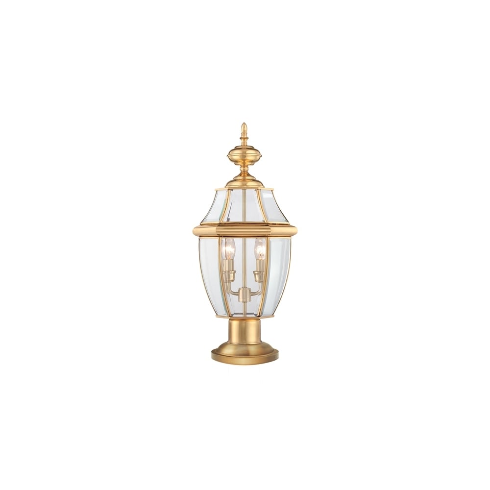 Newbury Outdoor Pedestal Lantern In Polished Brass Finish QZ-NEWBURY3-L-PB
