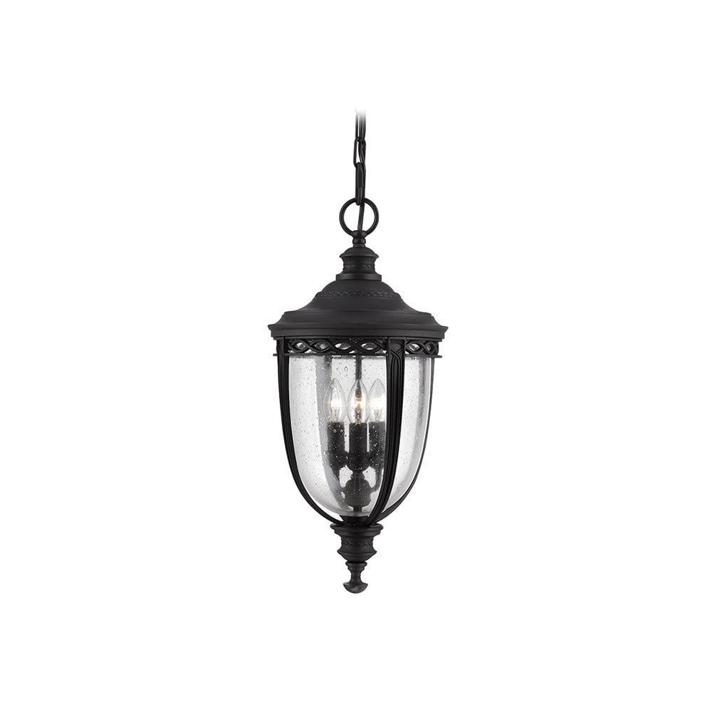 English Bridle Outdoor Large Chain Ceiling Lantern In Black Finish FE-EB8-L-BLK