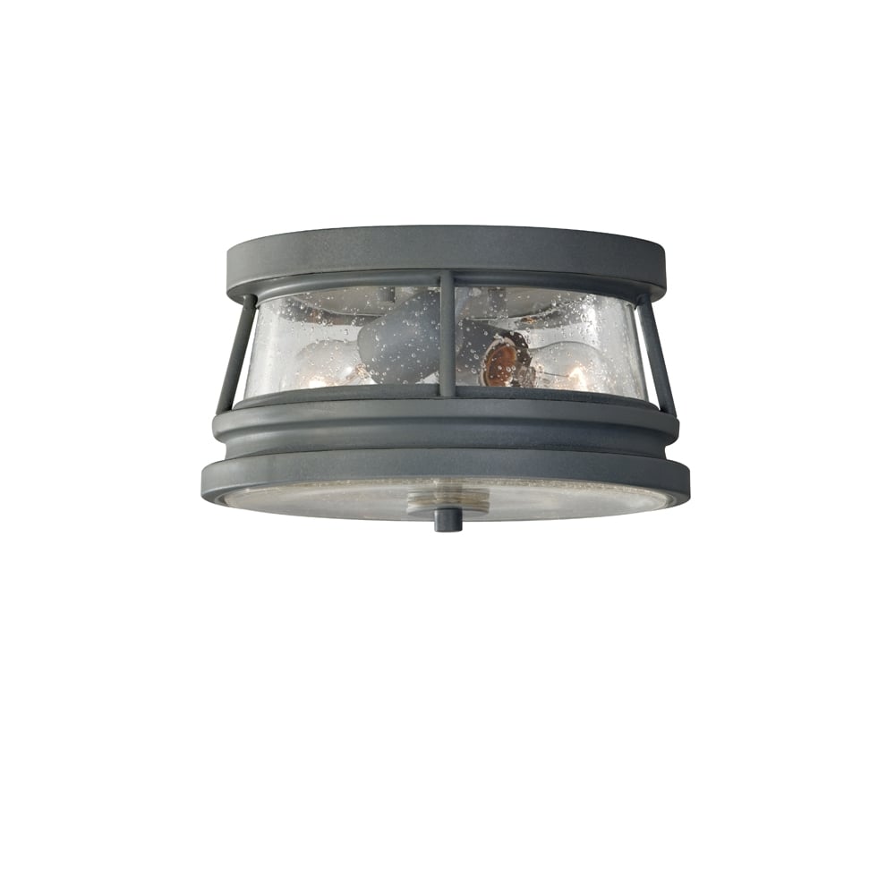 Chelsea Harbor Outdoor Flush Ceiling Light In Storm Cloud Finish FE/CHELSEAHBR/F
