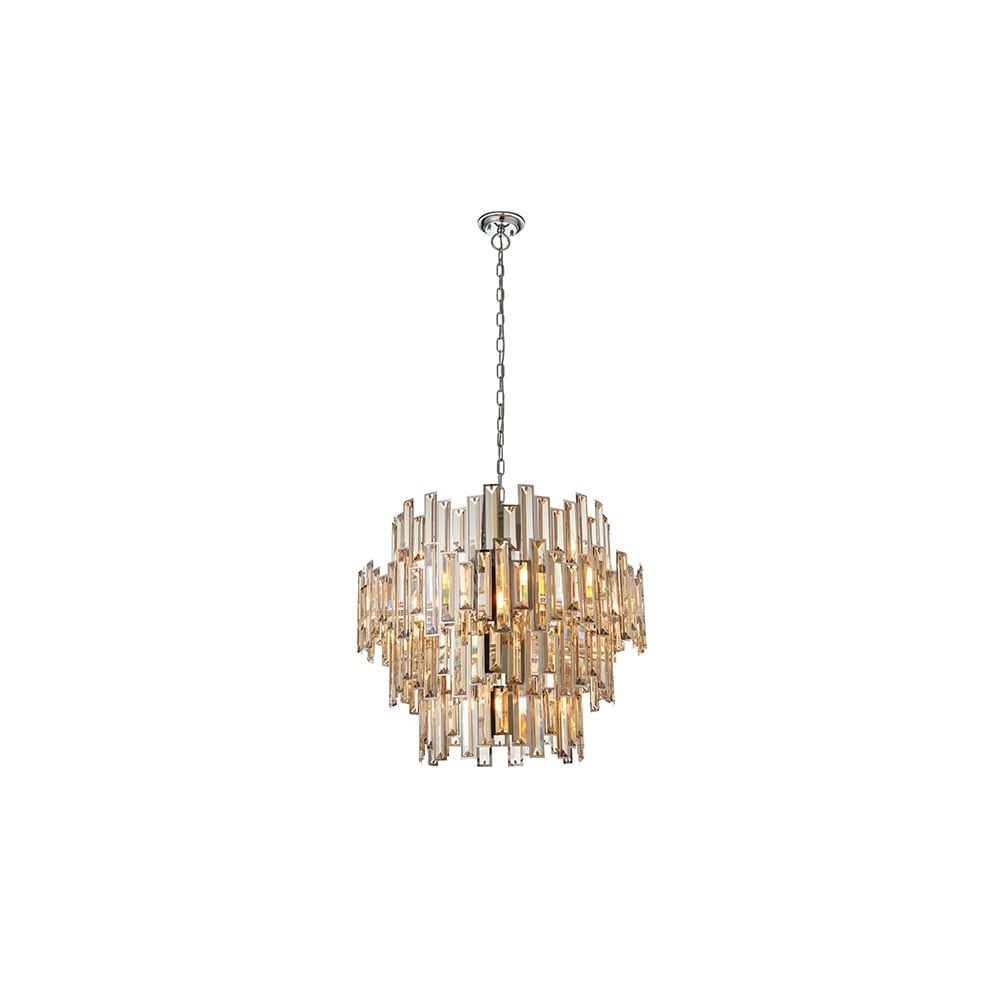 Viviana Fifteen Light Ceiling Chandelier In Chrome Finish With Champagne Crystal 72746