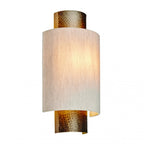 Indara Single Wall Light In Hammered Bronze Effect Plate With Natural Linen Shade 71308