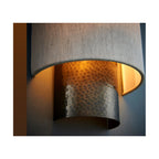 Indara Single Wall Light In Hammered Bronze Effect Plate With Natural Linen Shade 71308