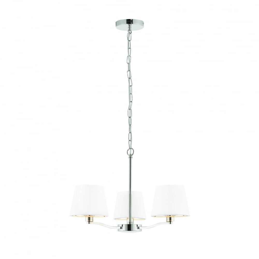 Harvey Multi Arm Ceiling Light In Bright Nickel Finish With White Faux Silk Shades 73023