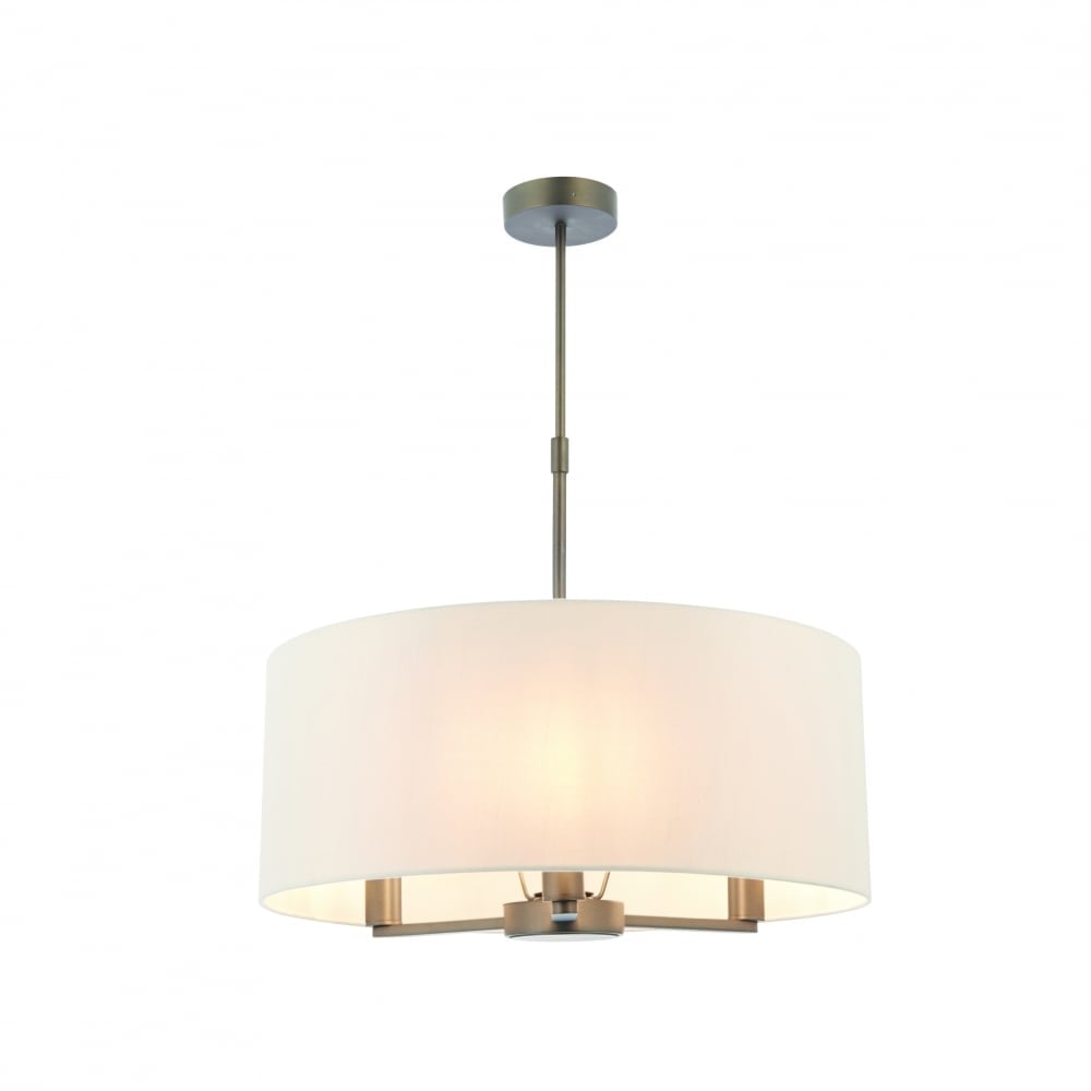 Daley Elegant Ceiling Pendant Light In Dark Antique Bronze With Faux Silk Shade 73015