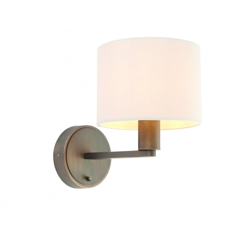 Daley Elegant Single Wall Light In Dark Antique Bronze With Faux Silk Shade 73018
