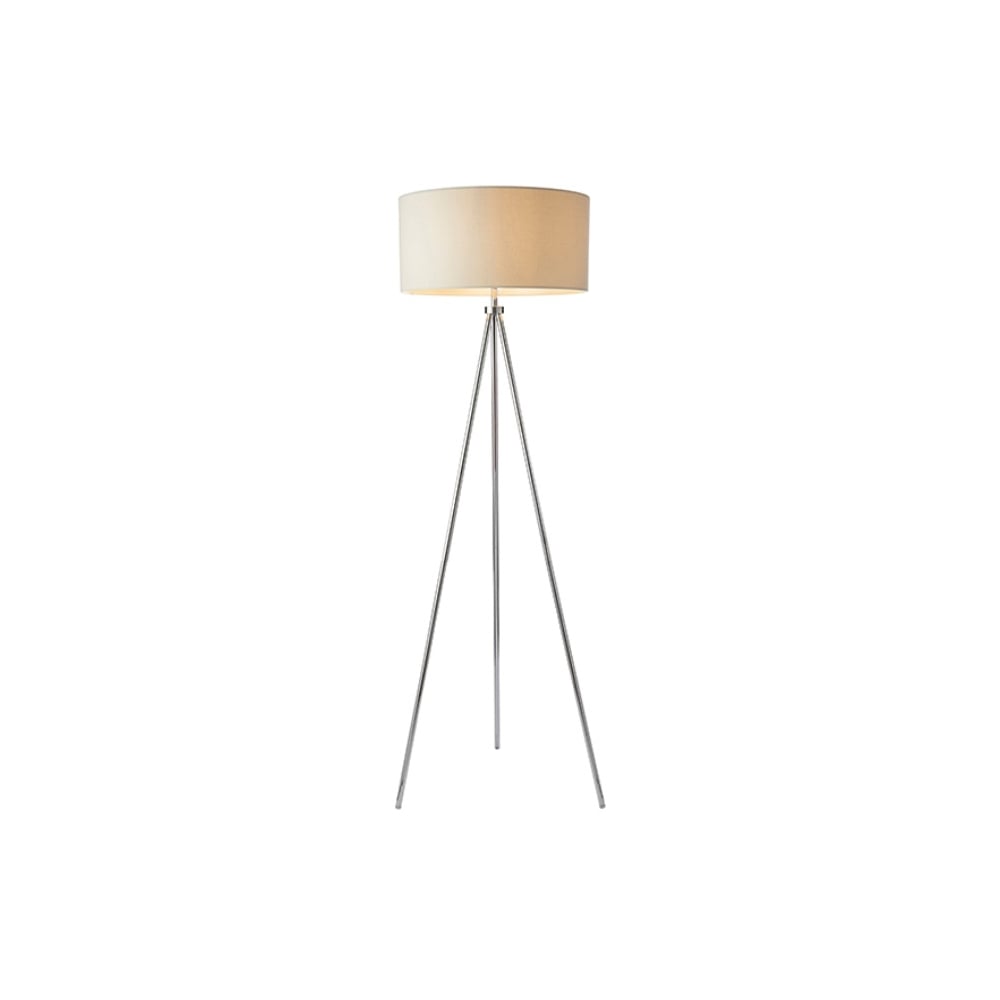 Tri Ivory Tripod Floor Lamp In Chrome Finish With Ivory Linen Mix Shade 73145