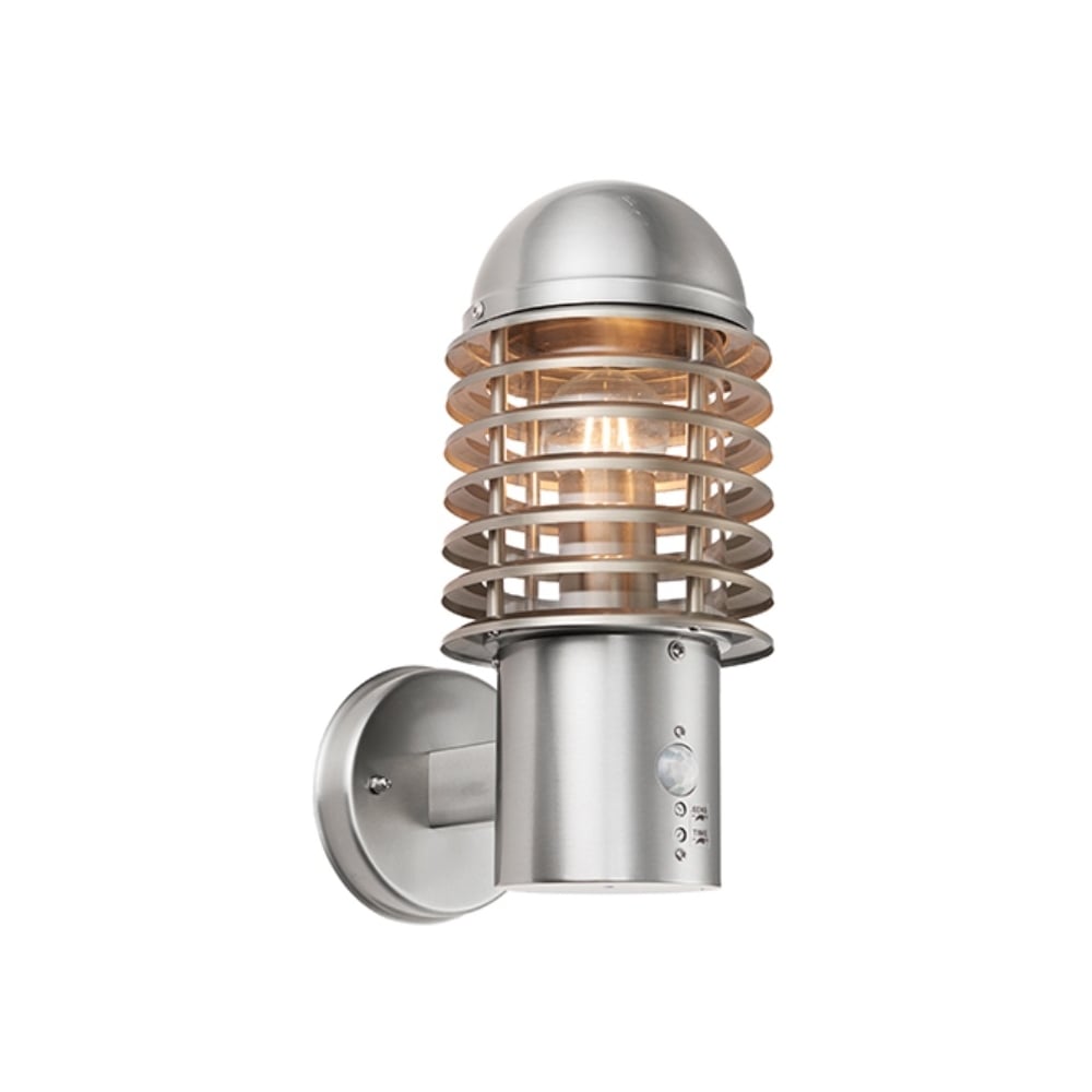 Louvre Outdoor PIR Wall Light In Brushed Stainless Steel Finish 72381