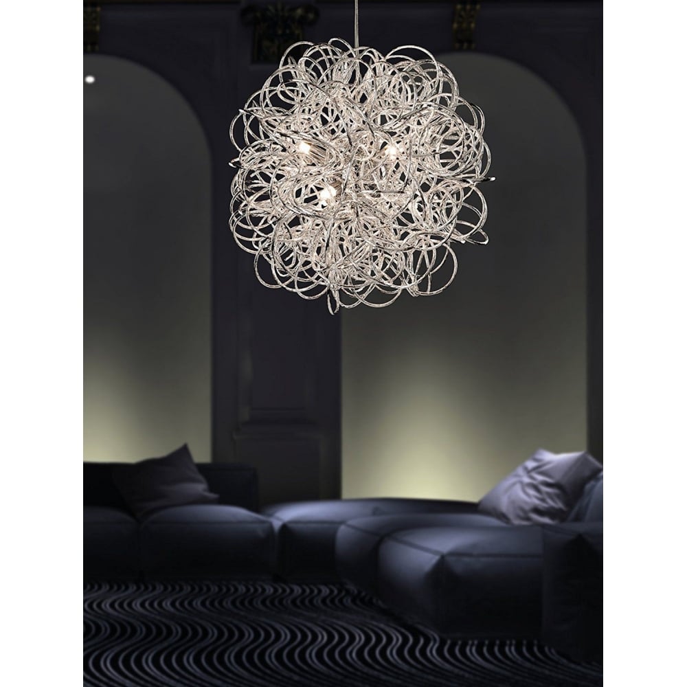 Stella Modern Swirl Ceiling Pendant Light In Chrome Finish 3476CH