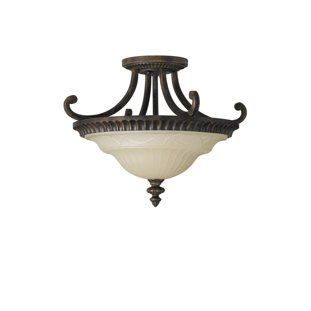 Drawing Room Semi Flush Ceiling Light In Walnut Finish FE/DRAWINGRM/SFA