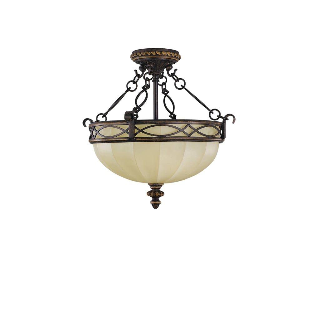 Drawing Room Semi Flush Ceiling Light In Walnut Finish FE/DRAWINGRM/SFC