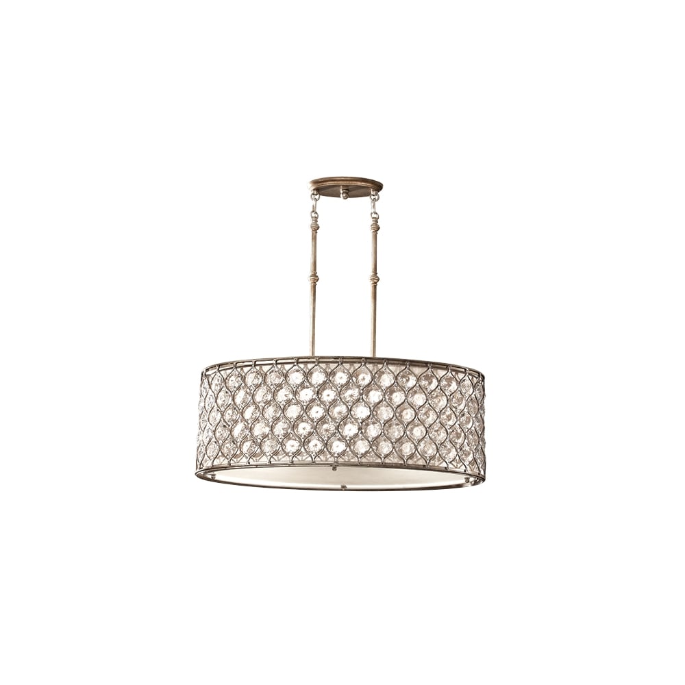 Lucia Elegant 3 Light Crystal Ceiling Pendant Light In Burnished Silver Finish FE/LUCIA/P/A