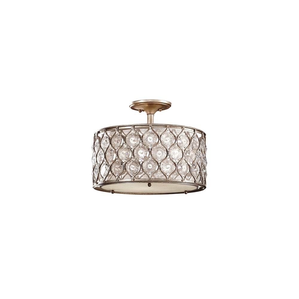 Lucia Elegant Semi Flush Crystal Ceiling Light In Burnished Silver Finish FE/LUCIA/SF