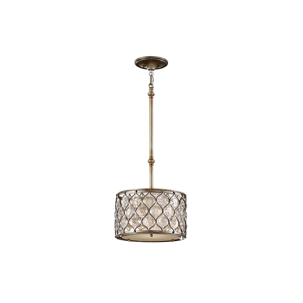 Lucia Elegant Small Crystal Ceiling Pendant Light In Burnished Silver Finish FE/LUCIA/P/C