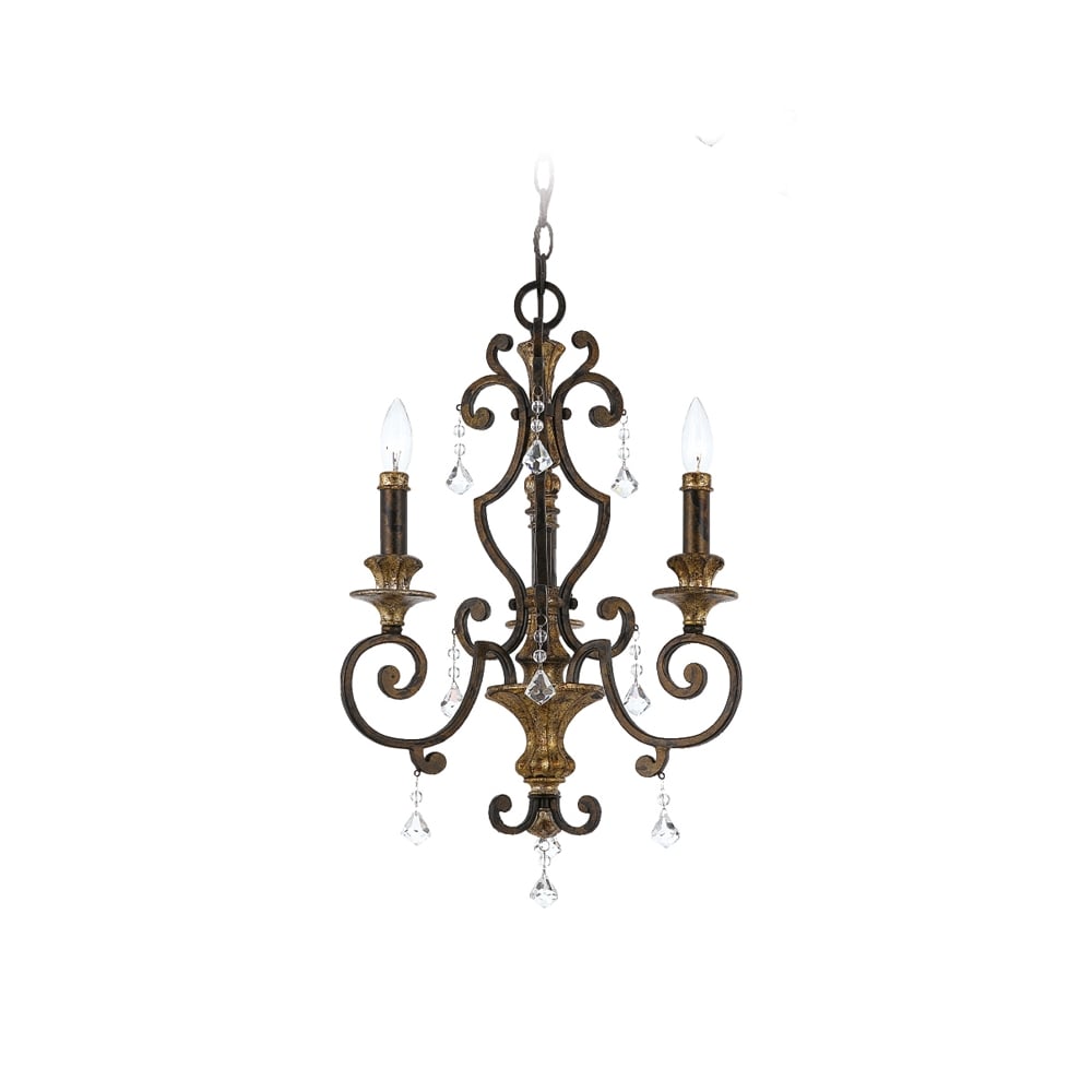 Marquette Elegant Crystal 3 Light Chandelier In Heirloom Finish QZ/MARQUETTE3