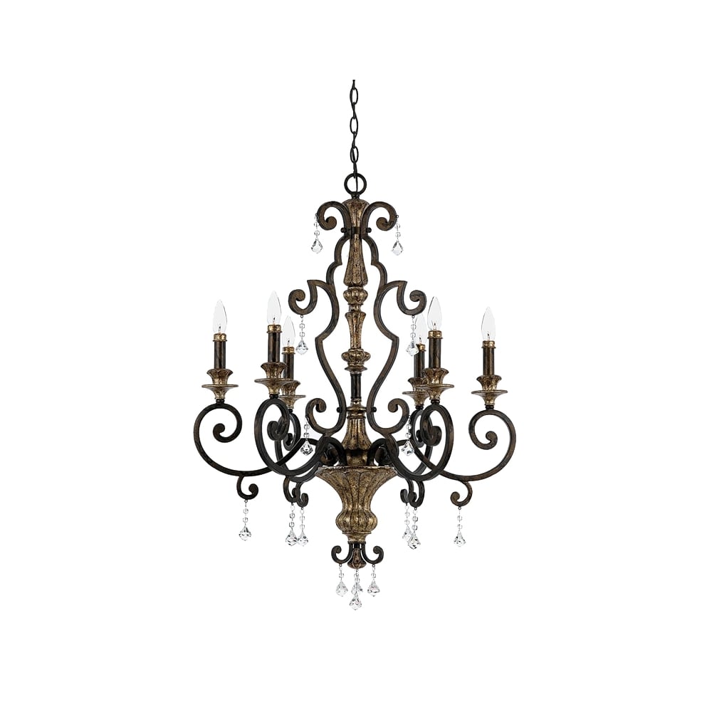 Marquette Elegant Crystal 6 Light Chandelier In Heirloom Finish QZ/MARQUETTE6/A