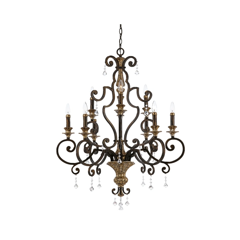 Marquette Elegant Crystal 9 Light Chandelier In Heirloom Finish QZ/MARQUETTE9