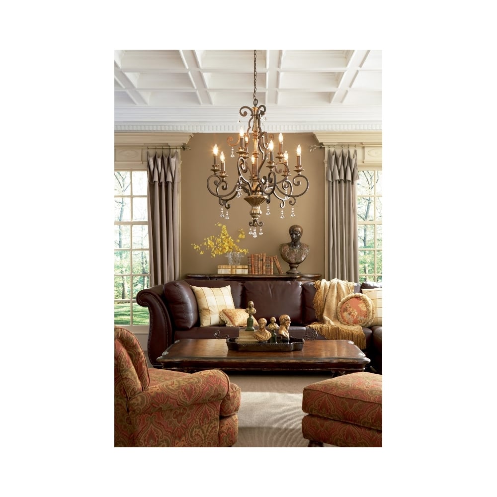 Marquette Elegant Crystal 9 Light Chandelier In Heirloom Finish QZ/MARQUETTE9