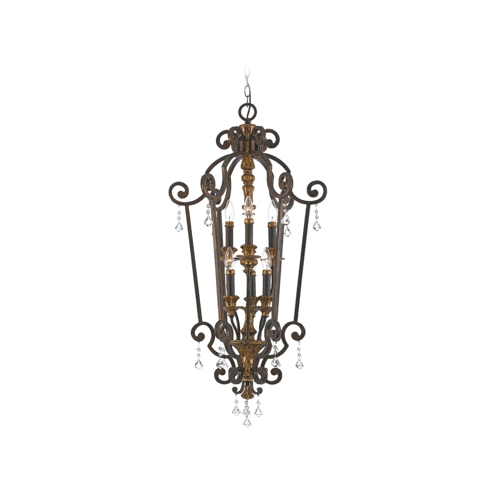 Marquette Elegant Crystal 6 Light Ceiling Pendant In Heirloom Finish QZ/MARQUETTE6/B