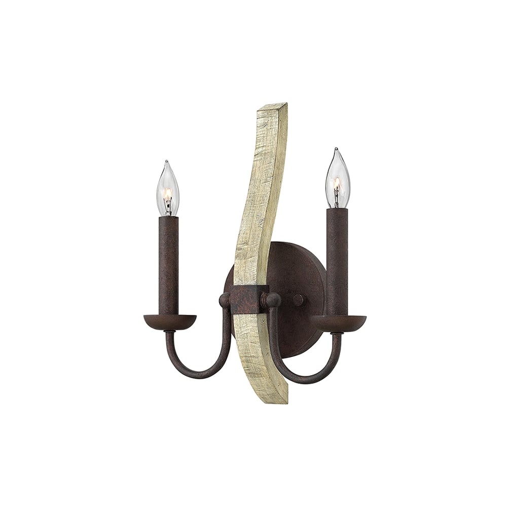 Middlefield Stylish Wooden Twin Wall Light In Iron Rust Finish HK/MIDDLEFIELD2