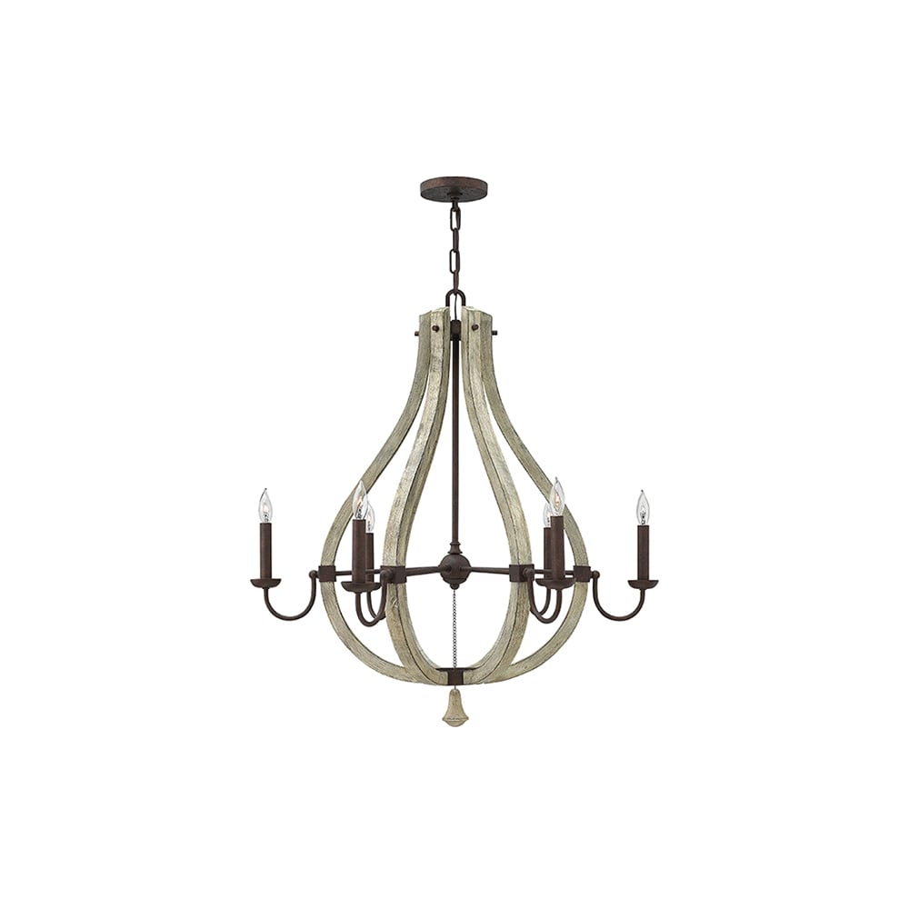 Middlefield Stylish Wooden 6 Light Chandelier In Iron Rust Finish HK/MIDDLEFIELD6