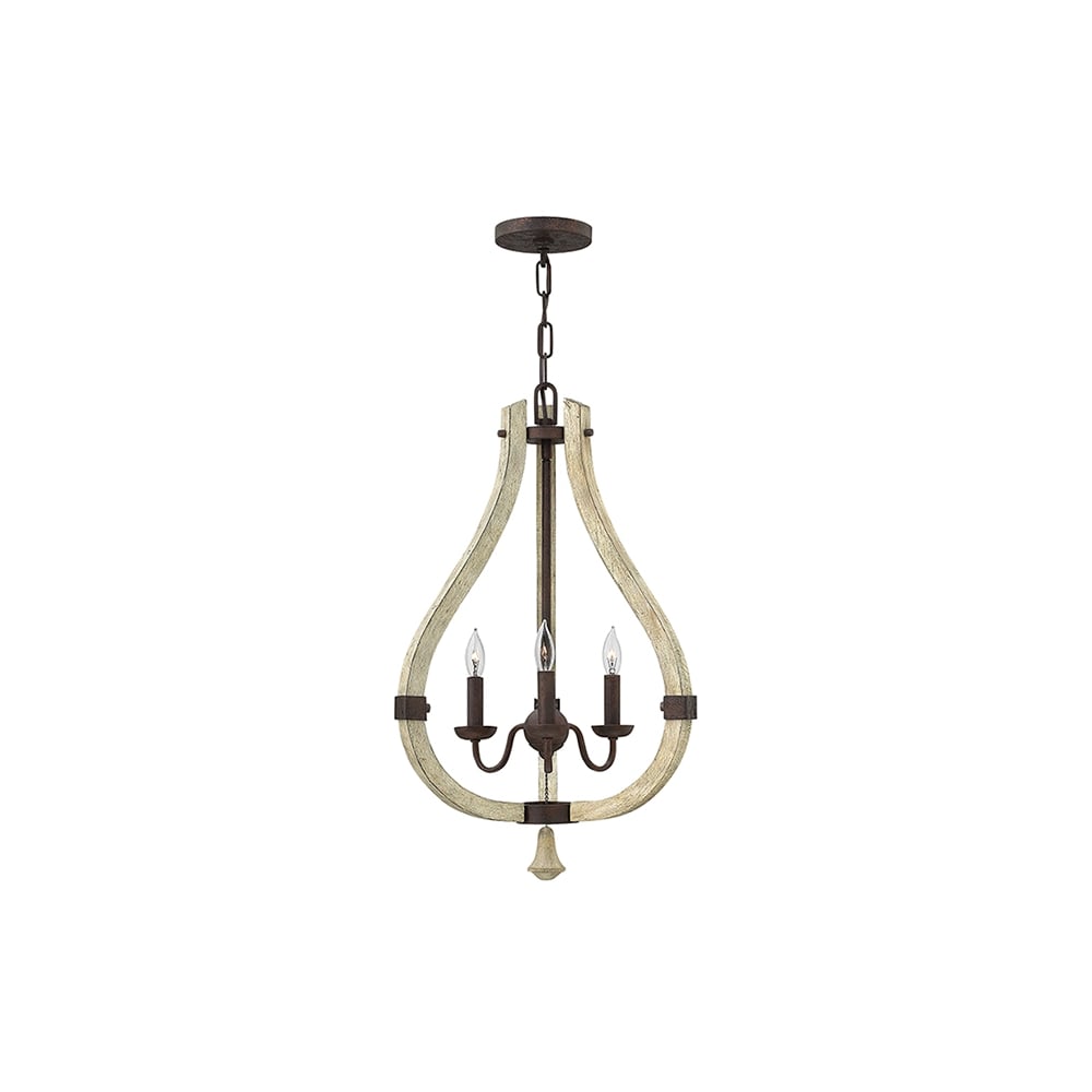Middlefield Stylish Wooden 3 Light Chandelier In Iron Rust Finish HK/MIDDLEFIELD3
