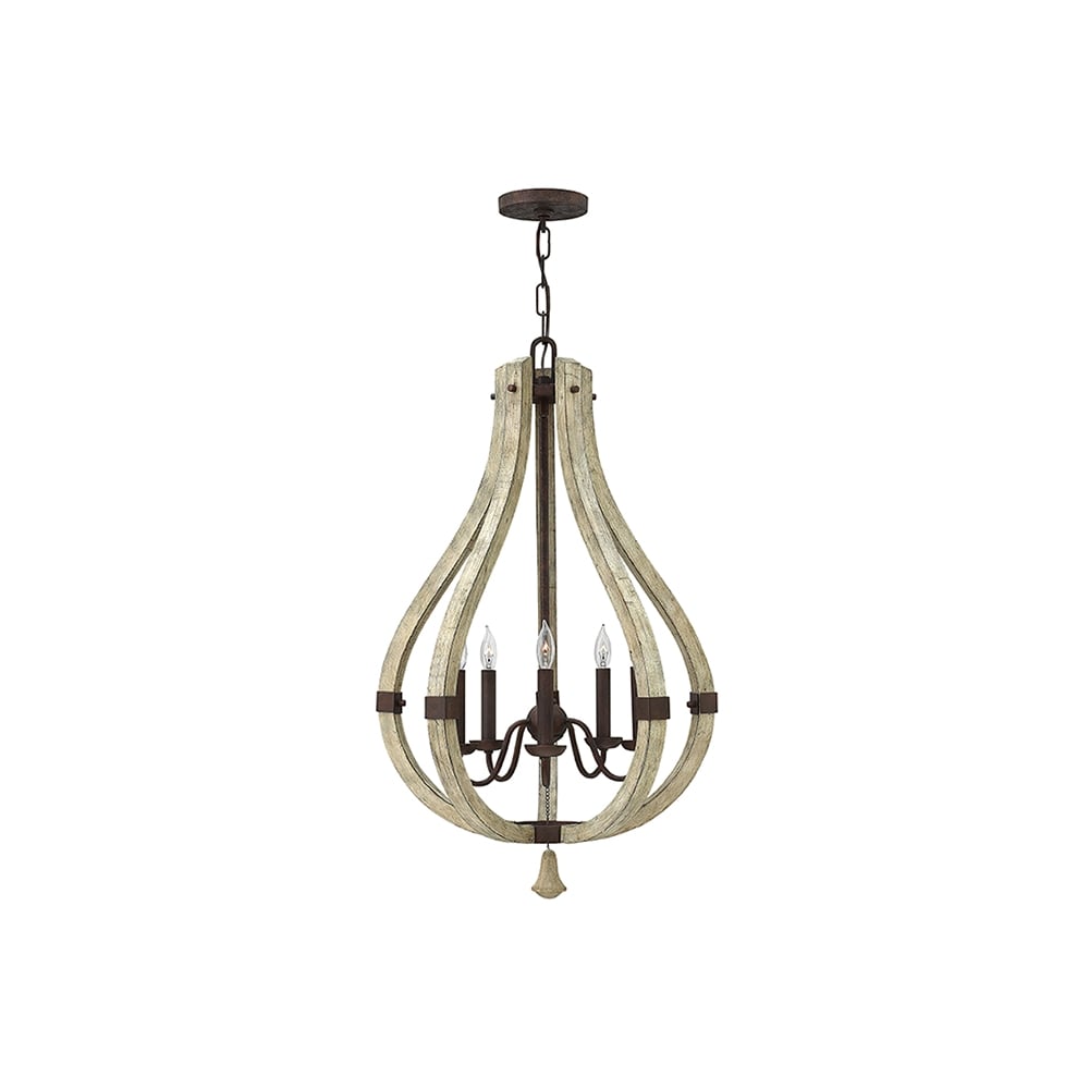 Middlefield Stylish Wooden 5 Light Chandelier In Iron Rust Finish HK/MIDDLEFIELD5