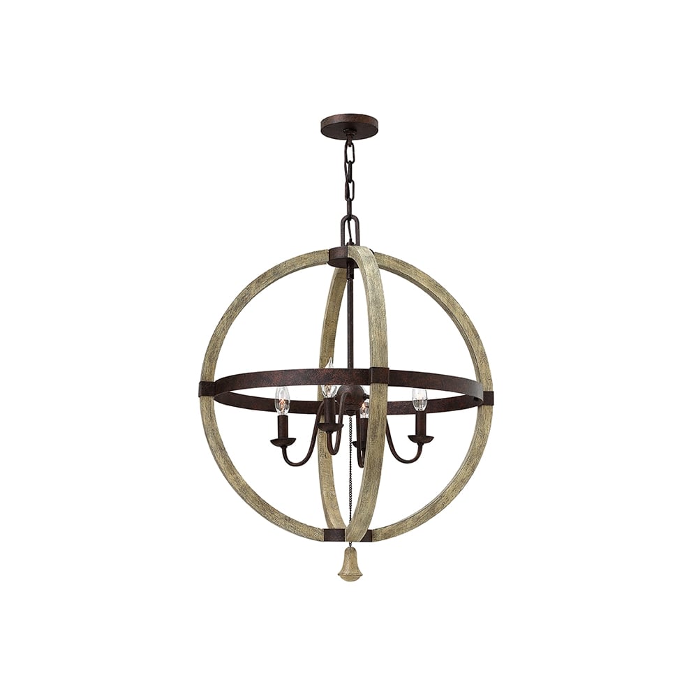 Middlefield Stylish Wooden 4 Light Pendant Chandelier In Iron Rust Finish HK/MIDDLEFIELDP4
