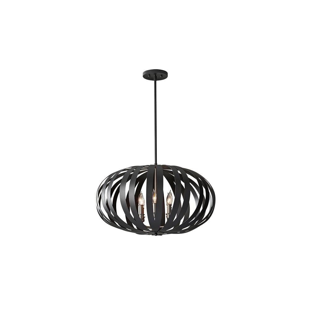 Woodstock Contemporary Textured Black Metal Cage Large Chandelier FE/WOODSTOCK/P/L