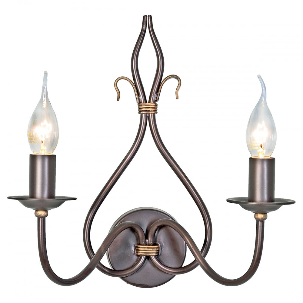 Windemere Stylish Twin Wall Light In Rust And Gold Finish WM2