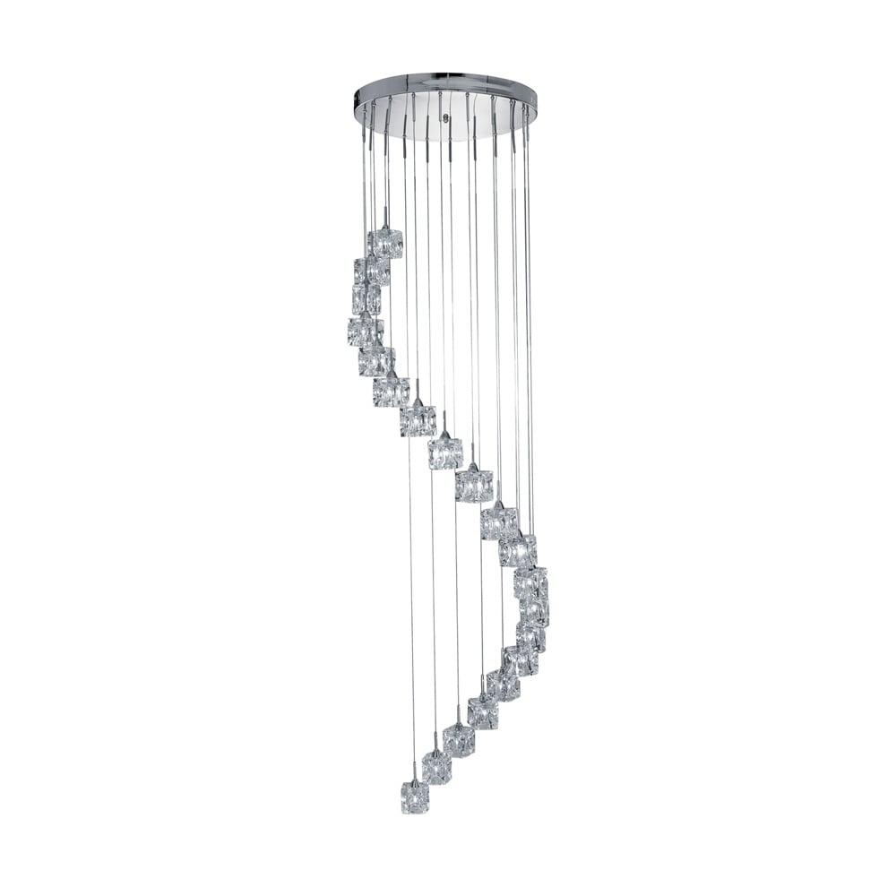 Ice Cube LED Spiral Ceiling Pendant Light In Chrome Finish 7820-20-LED