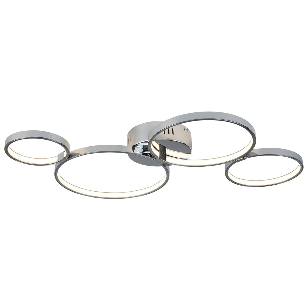 Solexa Modern LED 4 Ring Flush Ceiling Light In Chrome Finish 2004-4CC