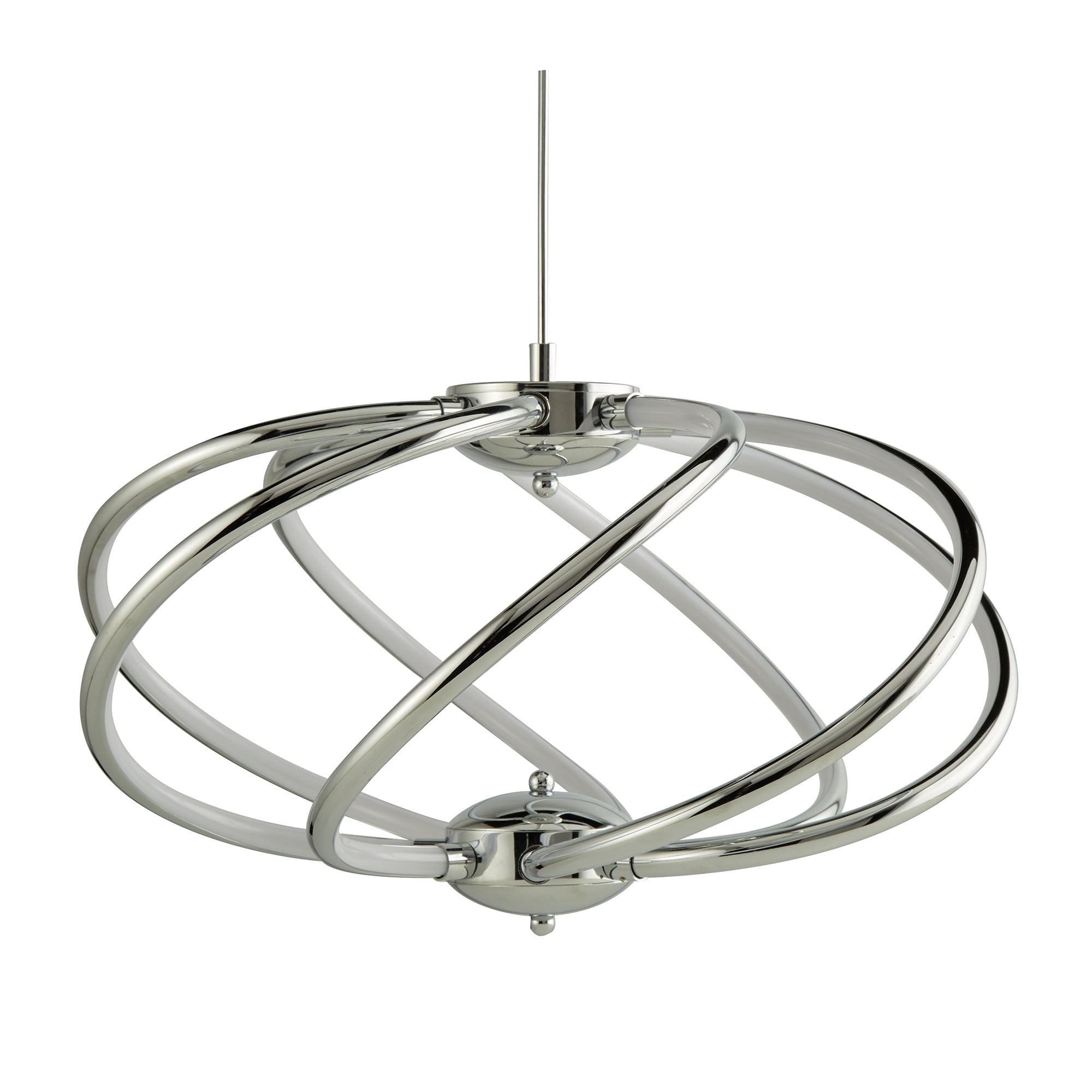 Bardot Modern LED 6 Curved Arm Ceiling Pendant In Polished Chrome Finish 6500-7CC