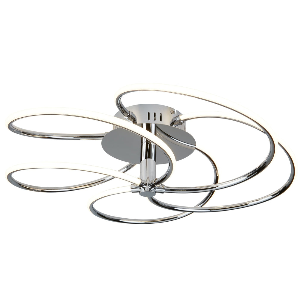 Bardot Modern LED Swirl Flush Ceiling Light In Polished Chrome Finish 7055-5CC