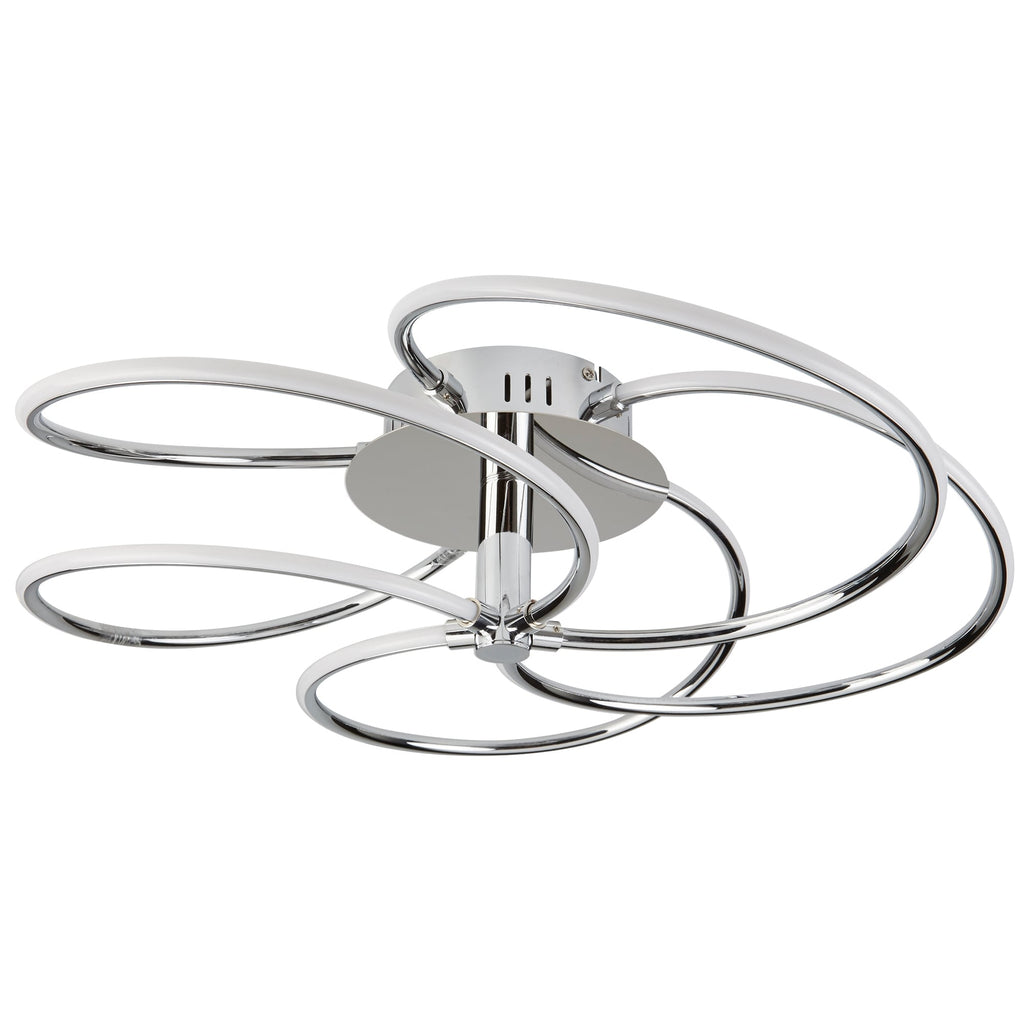 Bardot Modern LED Swirl Flush Ceiling Light In Polished Chrome Finish 7055-5CC