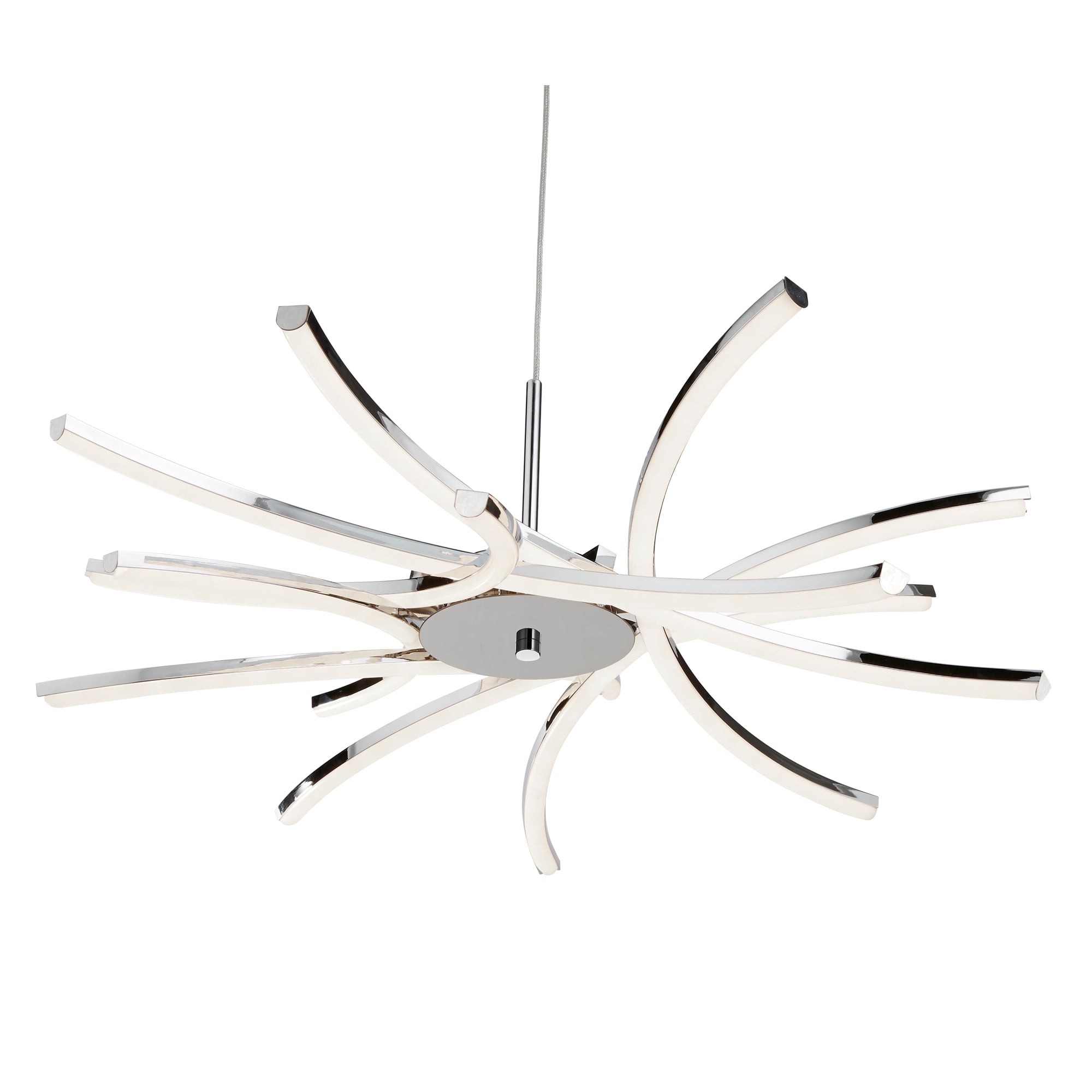 Bardot Modern LED 8 Curved Arms Ceiling Pendant In Polished Chrome Finish 3638-8CC
