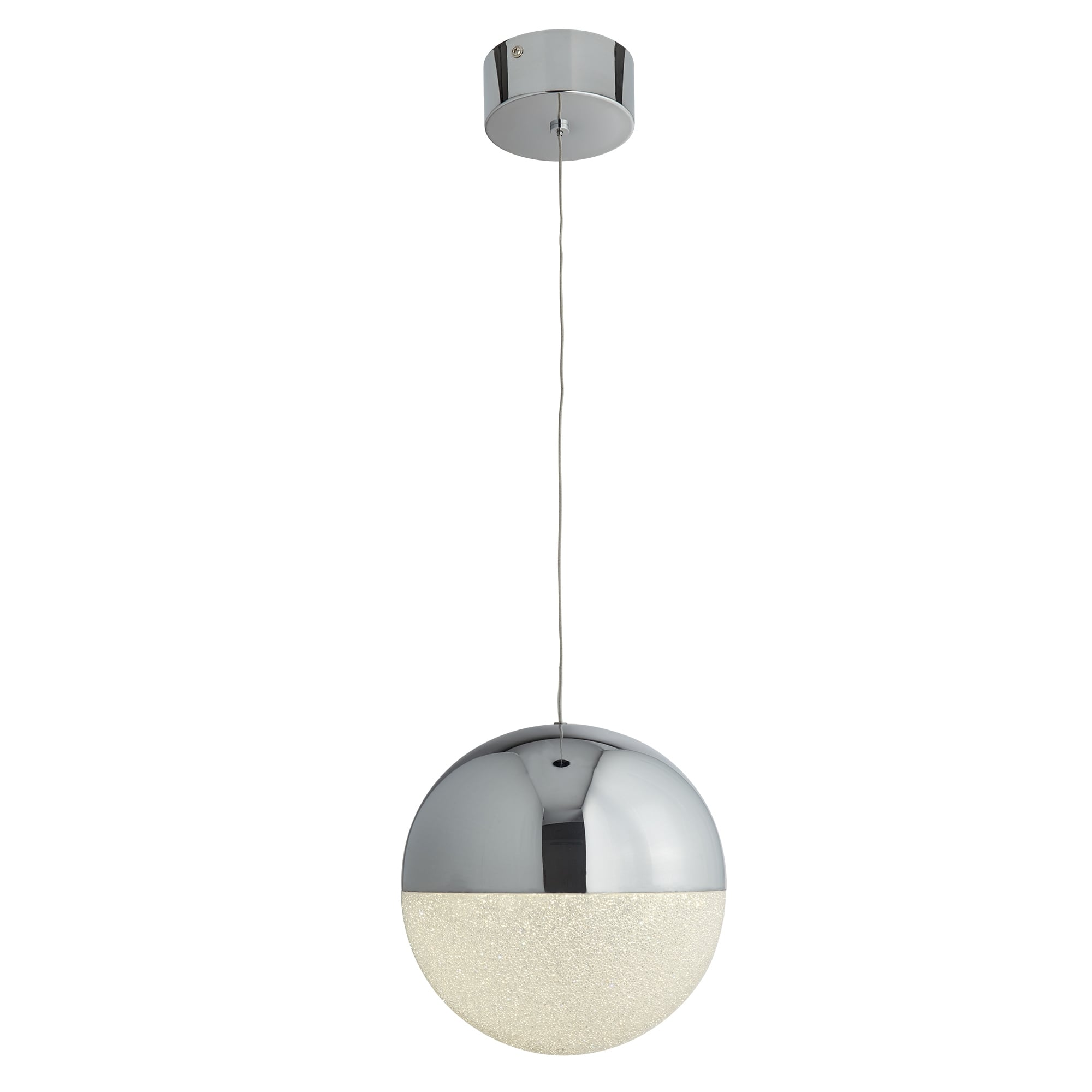 Marbles Small LED Globe Ceiling Pendant Light With Crushed Ice Effect 5841CC