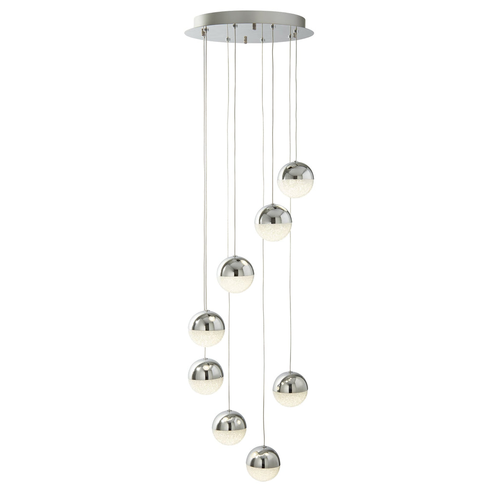 Marbles LED Multi Drop Ceiling Pendant Light With Crushed Ice Effect 5848-8CC