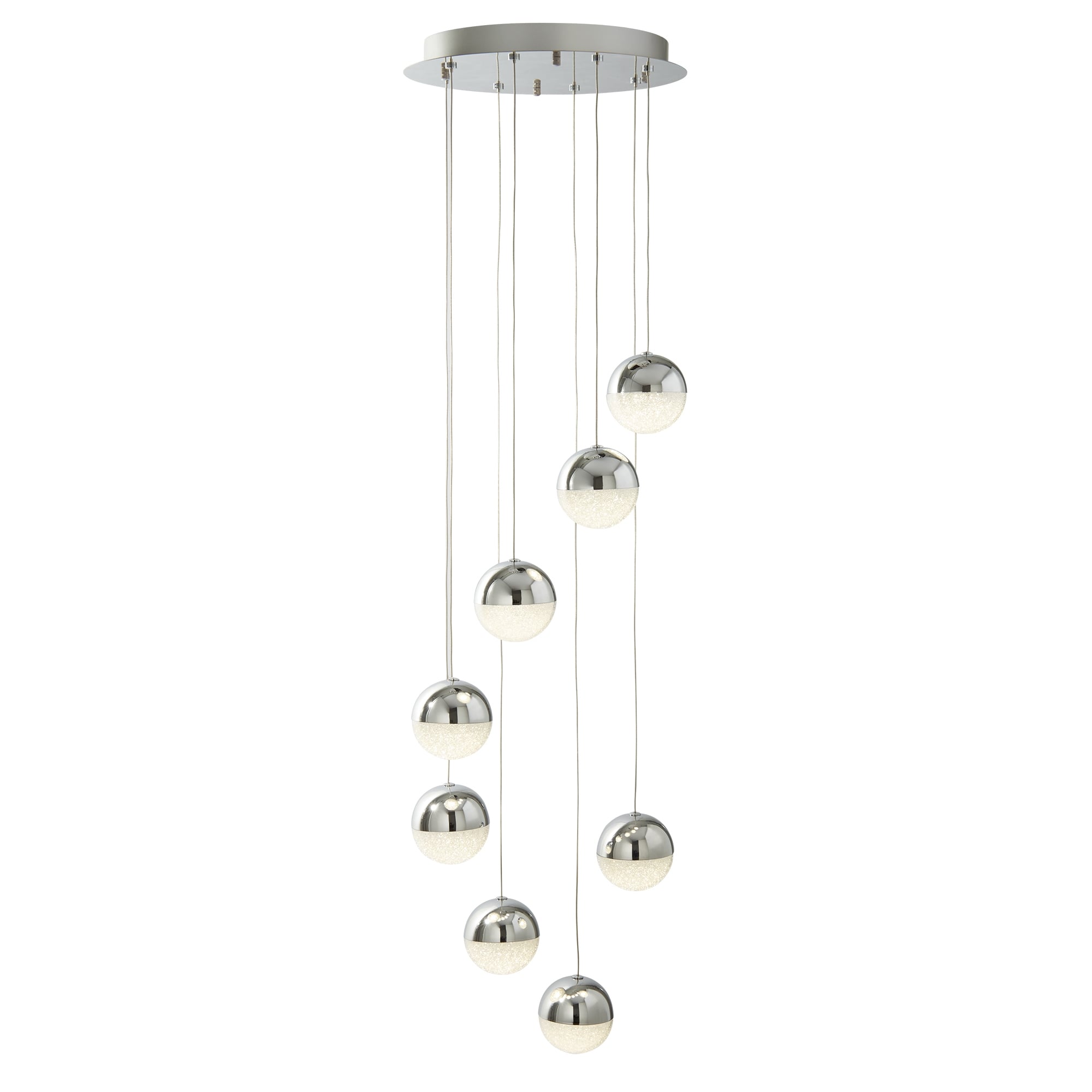 Marbles LED Multi Drop Ceiling Pendant Light With Crushed Ice Effect 5848-8CC