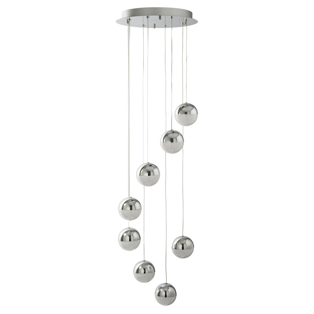 Marbles LED Multi Drop Ceiling Pendant Light With Crushed Ice Effect 5848-8CC