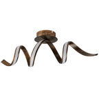Ribbon LED Modern Twist Semi Flush Ceiling Light In Rustic Brown Finish 2814RU
